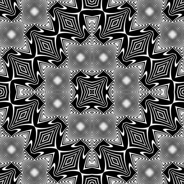 Diseño inconsútil monocromo ondeando patrón decorativo — Vector de stock