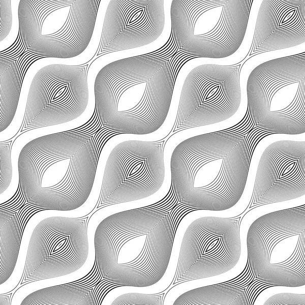 Design seamless monochrome waving pattern — Stock Vector