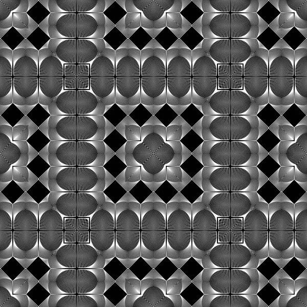 シームレスなモノクロ装飾的なパターンを設計 — ストックベクタ