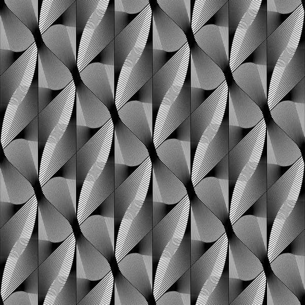 Design varrat nélküli fekete-fehér hullámzó mintát — Stock Vector