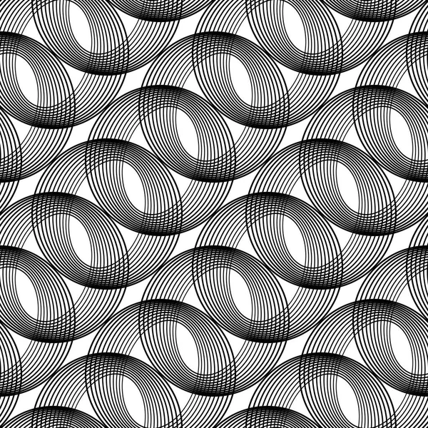 シームレスなモノクロ楕円のデザイン パターン — ストックベクタ