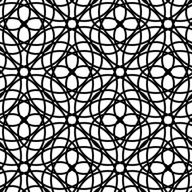 Kusursuz ızgara deseni tasarla. Soyut monokrom iç içe geçmiş. Vektör sanatı