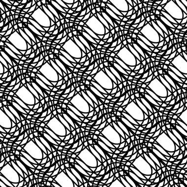 Kusursuz ızgara deseni tasarla. Soyut monokrom iç içe geçmiş. Vektör sanatı