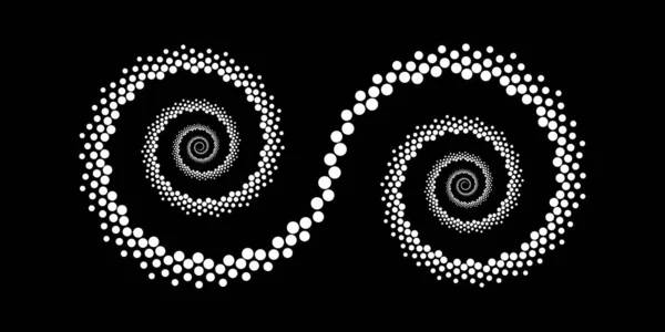 Escenario Puntos Espiral Diseño Fondo Monocromo Abstracto Ilustración Arte Vectorial — Archivo Imágenes Vectoriales