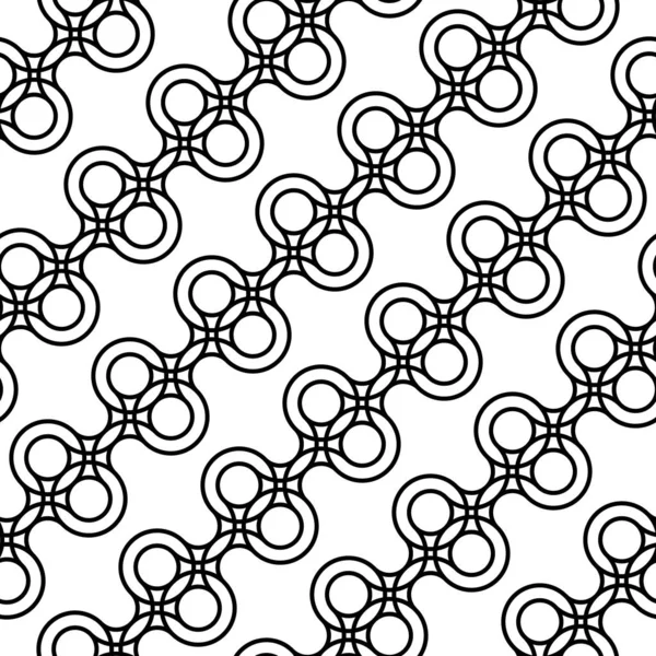 Desain Pola Dekoratif Geometris Mulus Latar Belakang Lingkaran Monokrom Abstrak - Stok Vektor