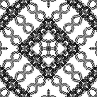 Kusursuz geometrik desen tasarla. Soyut monokrom dantelli arka plan. Vektör sanatı