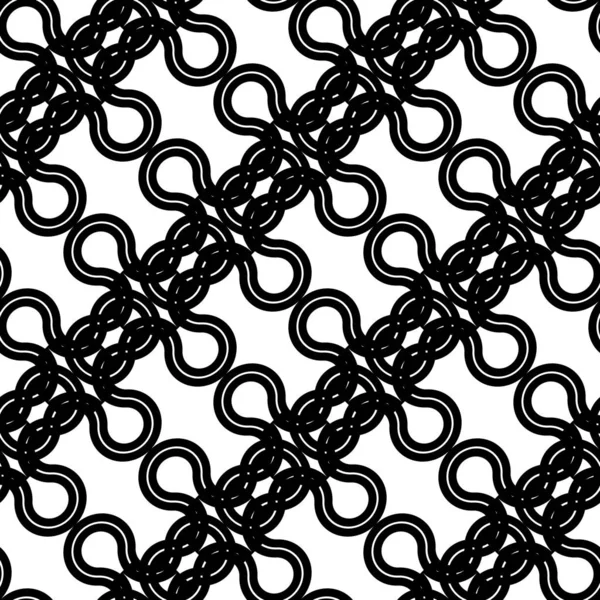 Tasarım dikişsiz monokrom dekoratif örgü desen. Soyut iç içe geçmiş. Vektör sanatı