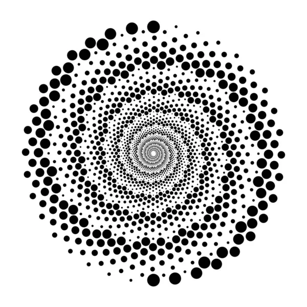 Escenario Puntos Espiral Diseño Fondo Monocromo Abstracto Ilustración Arte Vectorial — Vector de stock