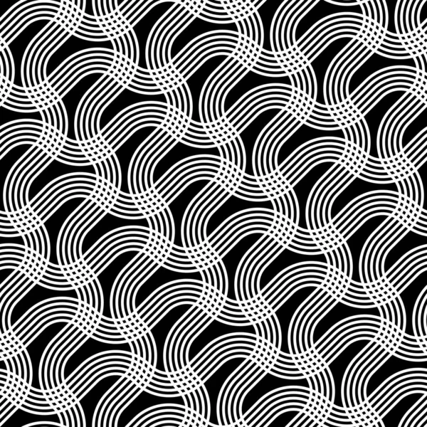 Ontwerp Naadloos Monochroom Zigzagpatroon Abstract Met Elkaar Verweven Achtergrond Vectorkunst — Stockvector