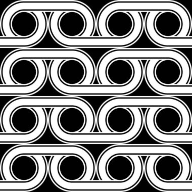 Kusursuz geometrik desen tasarla. Soyut monokrom daire arkaplanı. Vektör sanatı