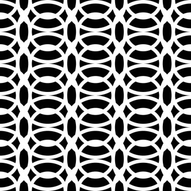 Kusursuz ızgara deseni tasarla. Soyut monokrom iç içe geçmiş. Vektör sanatı
