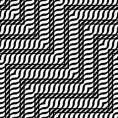 Kusursuz monokrom zigzag deseni tasarla. Soyut iç içe geçmiş. Vektör sanatı