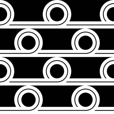 Kusursuz geometrik desen tasarla. Soyut monokrom daire arkaplanı. Vektör sanatı