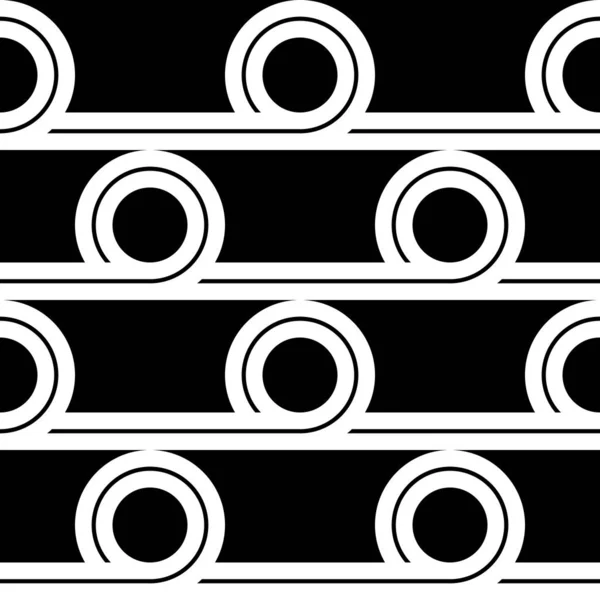 Entwerfen Sie Nahtlose Geometrische Muster Abstrakter Monochromer Kreishintergrund Vektorkunst — Stockvektor