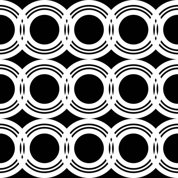 Entwerfen Sie Nahtlose Geometrische Muster Abstrakter Monochromer Kreishintergrund Vektorkunst — Stockvektor
