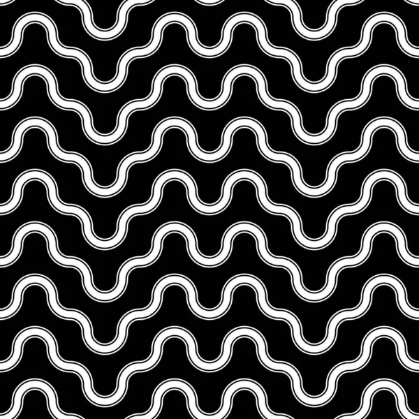 Design Seamless Waving Pattern Abstract Monochrome Zigzag Background Vector Art — Stock Vector