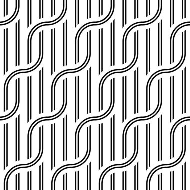 Kusursuz el sallama deseni tasarla. Soyut monokrom iç içe geçmiş. Vektör sanatı