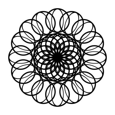 Monokrom dekoratif daire elementi tasarla. Soyut ızgara arkaplanı. Vektör sanatı illüstrasyonu