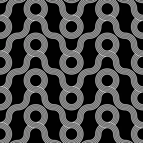 Design Senza Soluzione Continuità Modello Geometrico Astratto Sfondo Cerchio Monocromatico — Vettoriale Stock