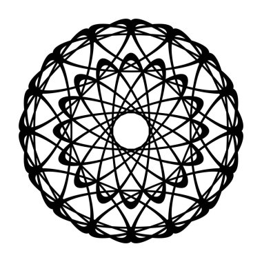 Monokrom dekoratif daire elementi tasarla. Soyut ızgara arkaplanı. Vektör sanatı illüstrasyonu