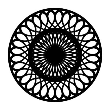 Monokrom dekoratif daire elementi tasarla. Soyut ızgara arkaplanı. Vektör sanatı illüstrasyonu