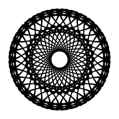 Monokrom dekoratif daire elementi tasarla. Soyut ızgara arkaplanı. Vektör sanatı illüstrasyonu