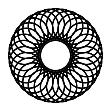 Monokrom dekoratif daire elementi tasarla. Soyut ızgara arkaplanı. Vektör sanatı illüstrasyonu