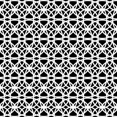 Kusursuz ızgara deseni tasarla. Soyut monokrom iç içe geçmiş. Vektör sanatı