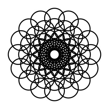 Monokrom dekoratif daire elementi tasarla. Soyut ızgara arkaplanı. Vektör sanatı illüstrasyonu