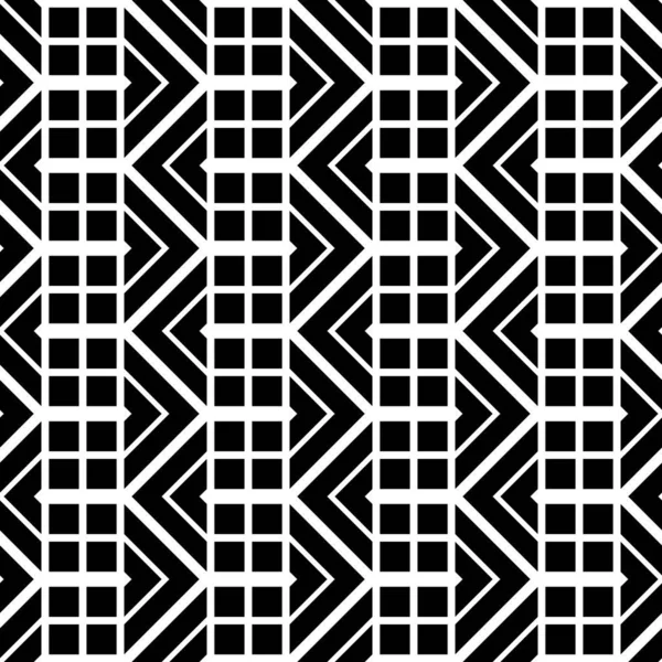 Conception Motif Grille Monochrome Sans Couture Fond Géométrique Abstrait Zigzag — Image vectorielle