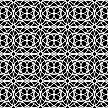 Kusursuz ızgara deseni tasarla. Soyut monokrom iç içe geçmiş. Vektör sanatı