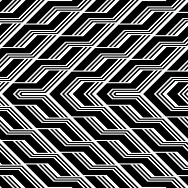 Kusursuz monokrom zigzag deseni tasarla. Soyut iç içe geçmiş. Vektör sanatı