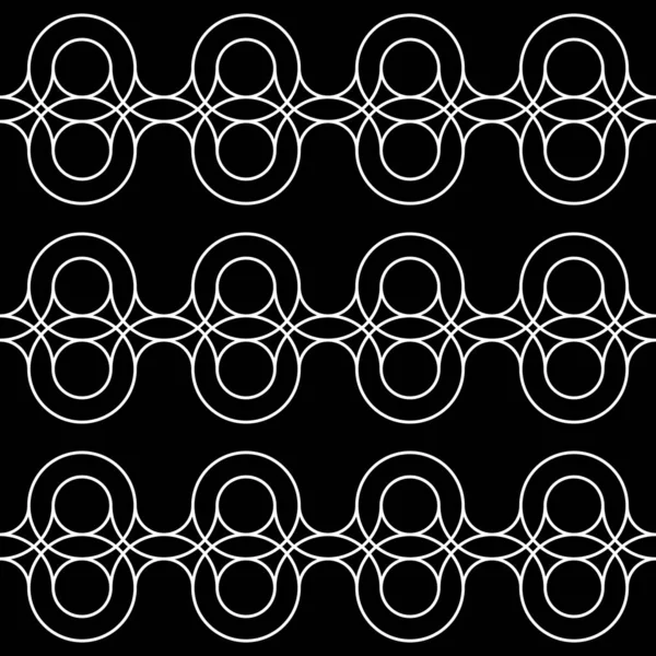 シームレスな幾何学的装飾パターンを設計します 抽象的なモノクロ円の背景 ベクターアート — ストックベクタ