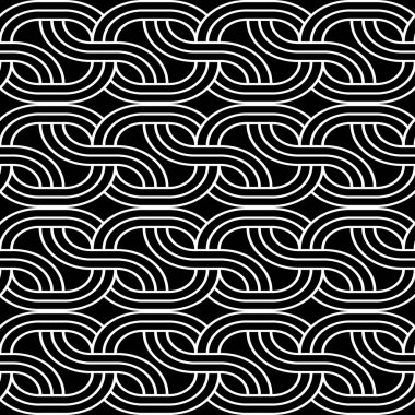 Kusursuz monokrom zigzag deseni tasarla. Soyut iç içe geçmiş. Vektör sanatı