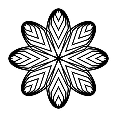 Monokrom dekoratif daire elementi tasarla. Soyut çiçek arkaplanı. Vektör sanatı illüstrasyonu