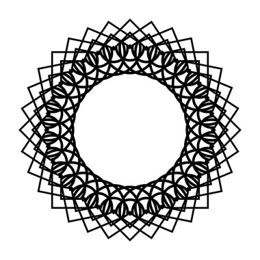 Monokrom dekoratif daire elementi tasarla. Soyut ızgara arkaplanı. Vektör sanatı illüstrasyonu