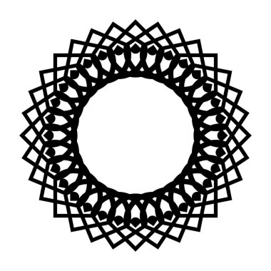 Monokrom dekoratif daire elementi tasarla. Soyut ızgara arkaplanı. Vektör sanatı illüstrasyonu