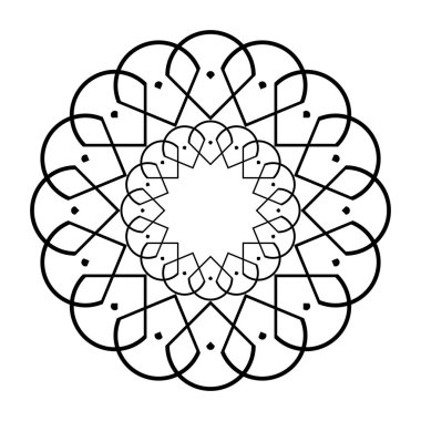 Monokrom dekoratif element tasarla. Soyut çember arkaplanı. Vektör sanatı illüstrasyonu