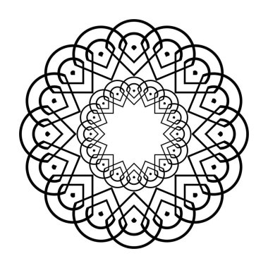Monokrom dekoratif element tasarla. Soyut çember arkaplanı. Vektör sanatı illüstrasyonu