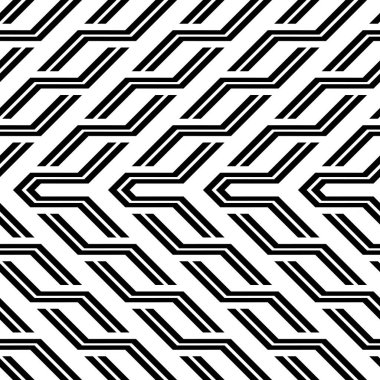 Kusursuz monokrom zigzag deseni tasarla. Soyut iç içe geçmiş. Vektör sanatı