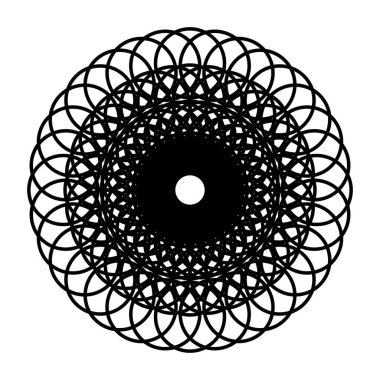Monokrom dekoratif daire elementi tasarla. Soyut ızgara arkaplanı. Vektör sanatı illüstrasyonu