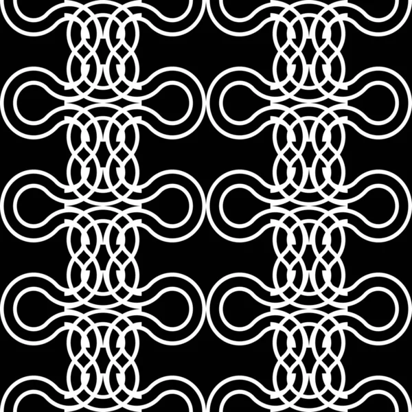 Design Senza Soluzione Continuità Modello Treccia Decorativa Monocromatica Sfondo Astratto — Vettoriale Stock