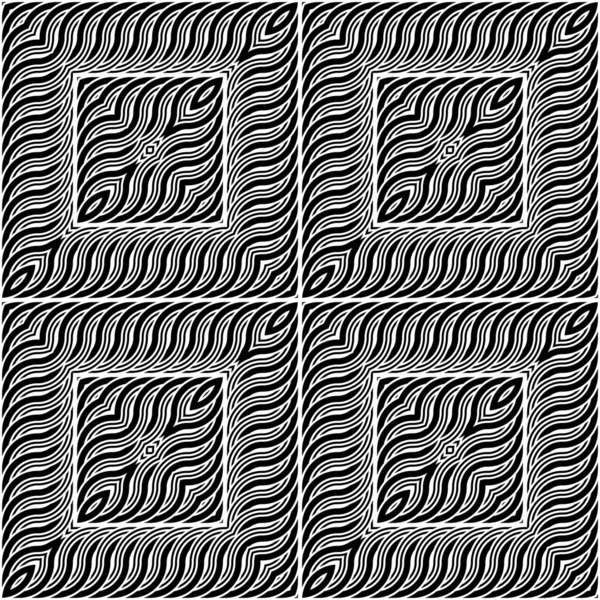 Design Seamless Monochrome Square Pattern Abstract Wavy Background Vector Art — Stock Vector