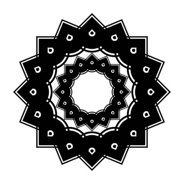 Monokrom dekoratif element tasarla. Soyut çember arkaplanı. Vektör sanatı illüstrasyonu