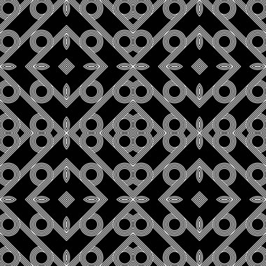 Kusursuz geometrik desen tasarla. Soyut monokrom rendeleyici dekoratif arka plan. Vektör sanatı