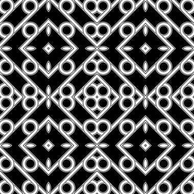 Kusursuz geometrik desen tasarla. Soyut monokrom rendeleyici dekoratif arka plan. Vektör sanatı