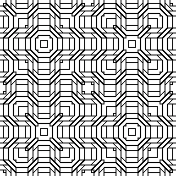 Design Motif Carré Monochrome Sans Couture Fond Réseau Abstrait Art — Image vectorielle