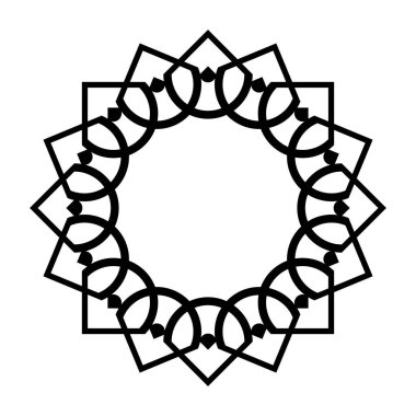 Monokrom dekoratif element tasarla. Soyut çember arkaplanı. Vektör sanatı illüstrasyonu