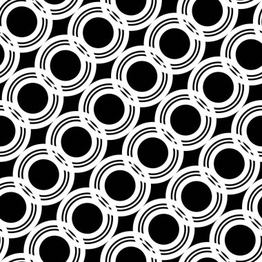 Kusursuz geometrik desen tasarla. Soyut monokrom daire arkaplanı. Vektör sanatı