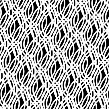 Kusursuz ızgara deseni tasarla. Soyut monokrom iç içe geçmiş. Vektör sanatı